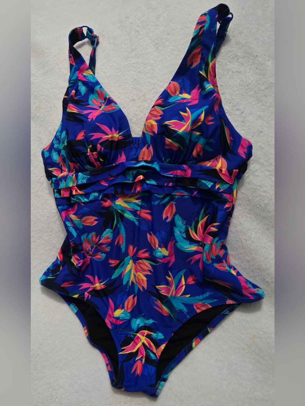 Size 10 Or Size M Tropical Navy Blue Floral with Supportive Cups ,Tummy Control